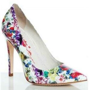 Alice + Olivia Devon Floral Patent Leather Pointed Toe Heels